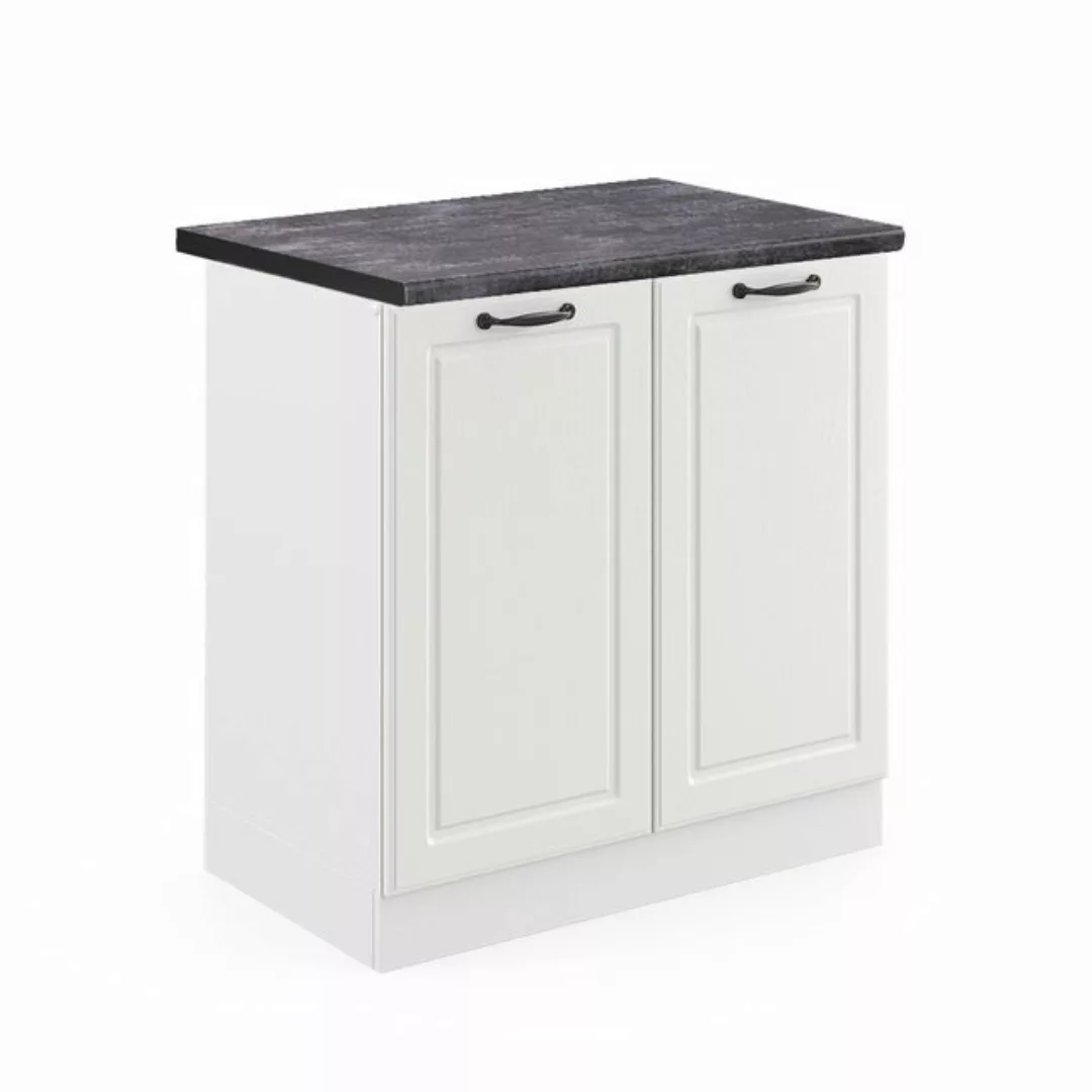 Vicco Spülenunterschrank R-Line, Weiß Landhaus/Weiß, 80 cm, AP Anthrazit günstig online kaufen