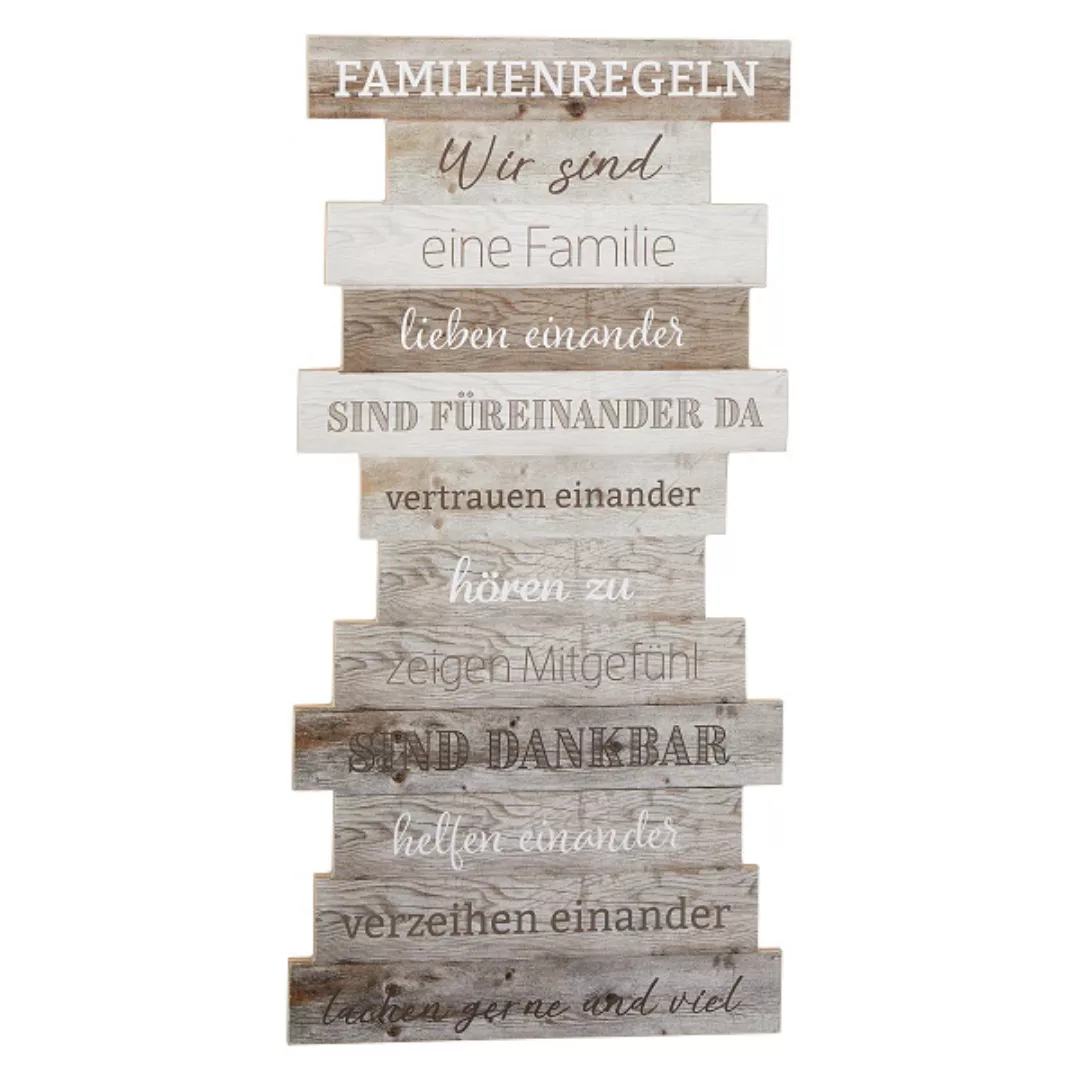 Bild 17x39 FAMILIEN-REGELN von CEPEWA Hellgrau / Beige günstig online kaufen