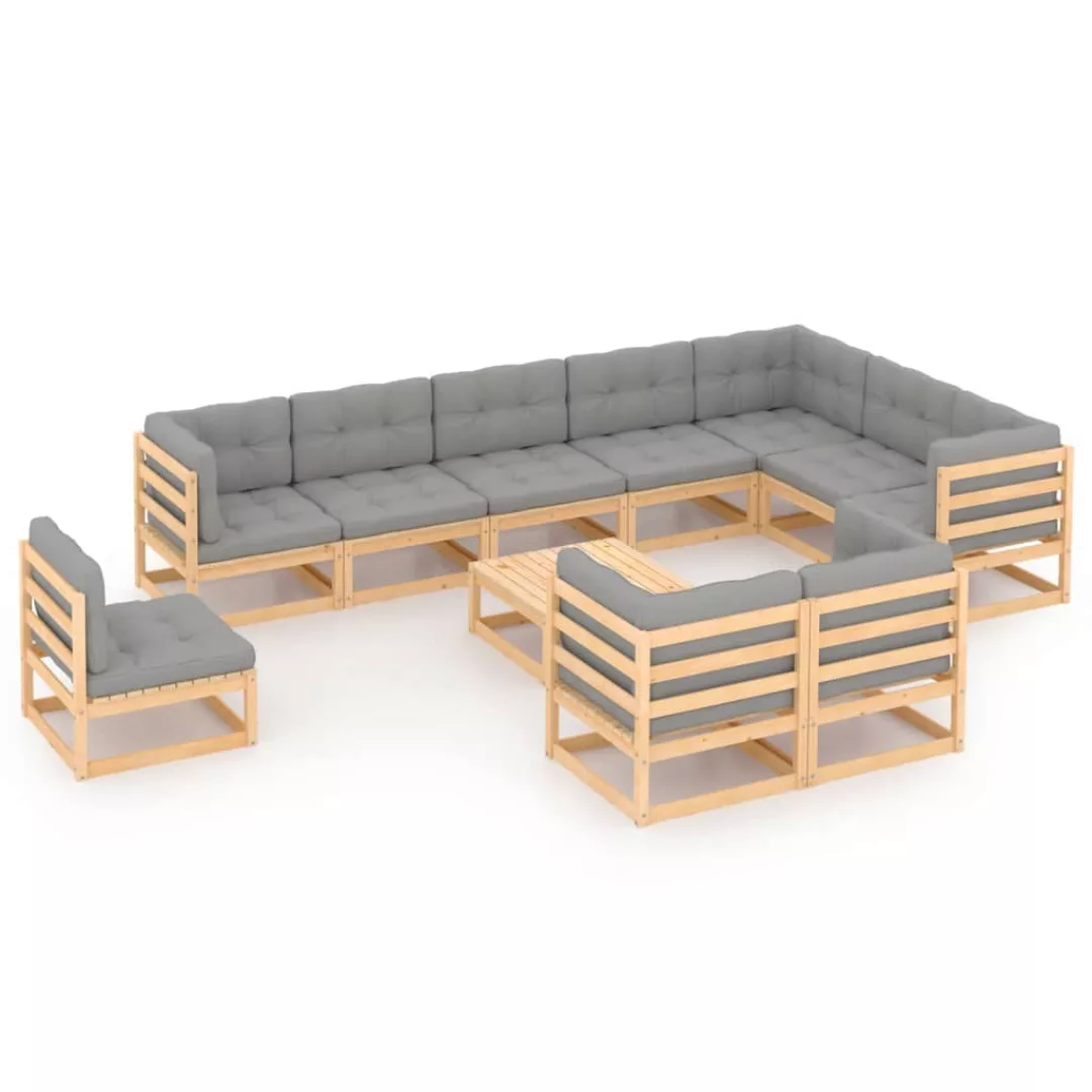 11-tlg. Garten-lounge-set Mit Kissen Kiefer Massivholz günstig online kaufen