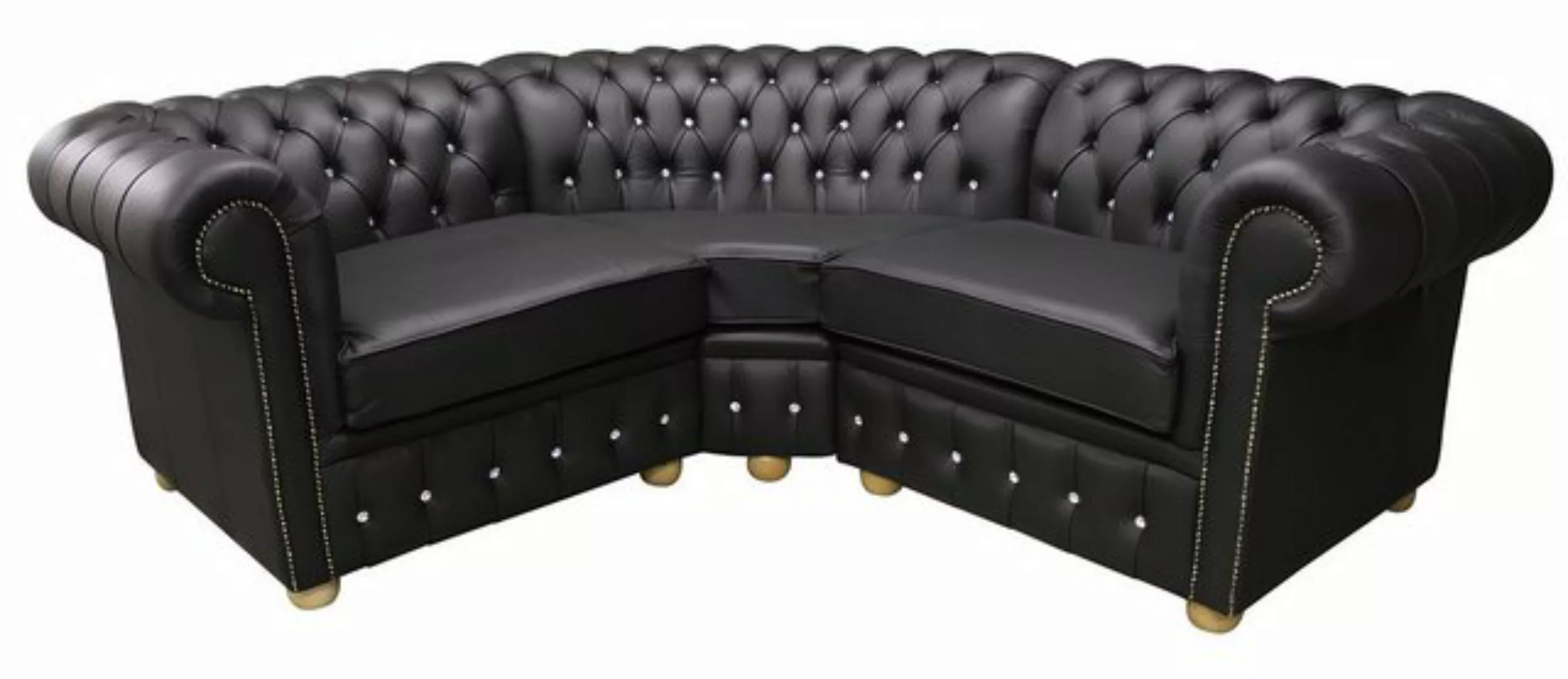 Xlmoebel Ecksofa Schwarzes Ledersofa mit Polsterung und Eckdesign, Chesterf günstig online kaufen