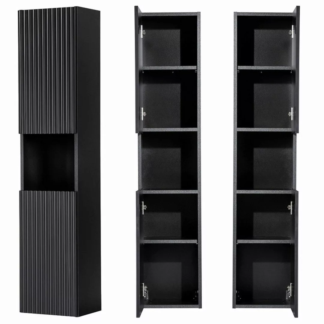Lomadox Hochschrank NEWPORT-56-BLACK Badschrank 2-trg Regal günstig online kaufen