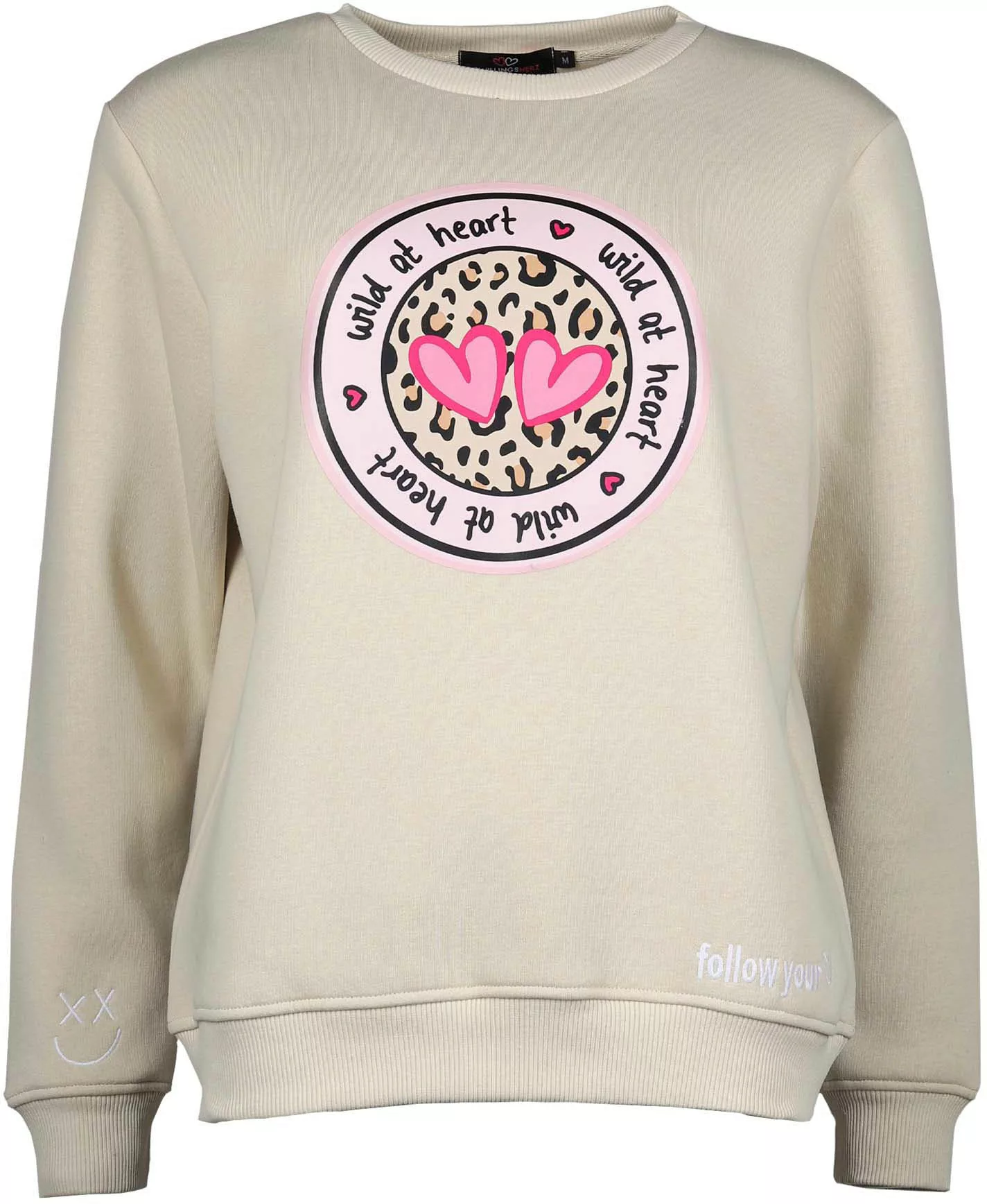 Zwillingsherz Sweatshirt mit "Wild at Heart"-Aufdruck in Leo-Optik und gest günstig online kaufen