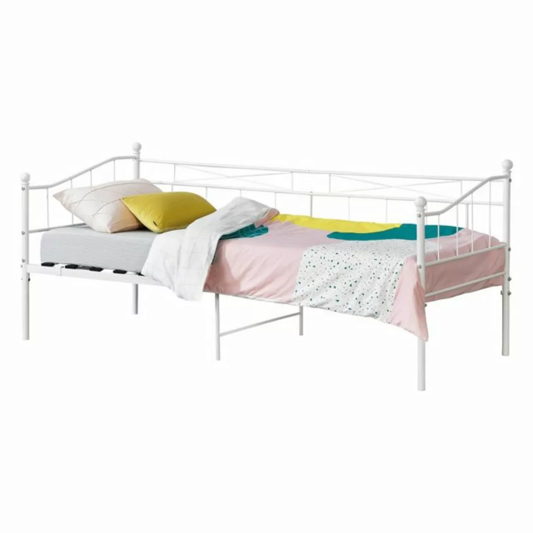 en.casa Metallbett, »Arjeplog« Tagesbett Bettgestell 90x200cm Weiß günstig online kaufen