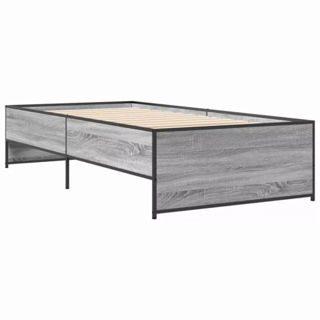 vidaXL Bett Bettgestell Braun Eichen-Optik 75x190 cm Holzwerkstoff Metall günstig online kaufen