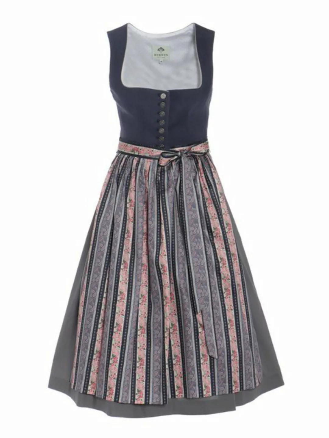 Berwin Dirndl Dirndl mit Leinen-Oberteil und Streifenschürze (Einzelstück) günstig online kaufen