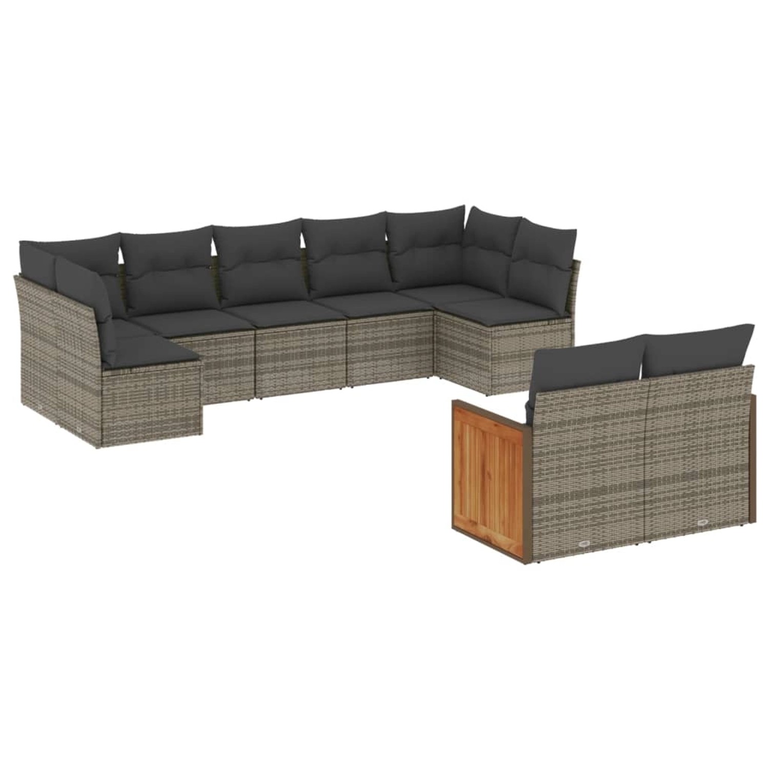 vidaXL 9-Tlg Garten-Sofagarnitur mit Kissen Grau Poly Rattan 3260373 günstig online kaufen