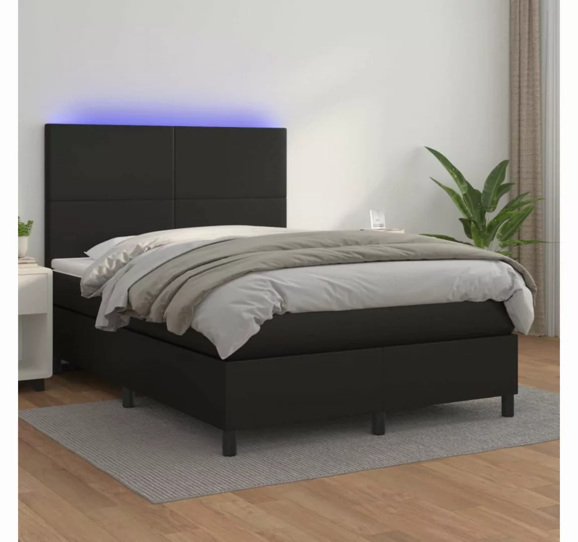 vidaXL Boxspringbett Boxspringbett mit Matratze & LED Kunstleder (140 x 200 günstig online kaufen