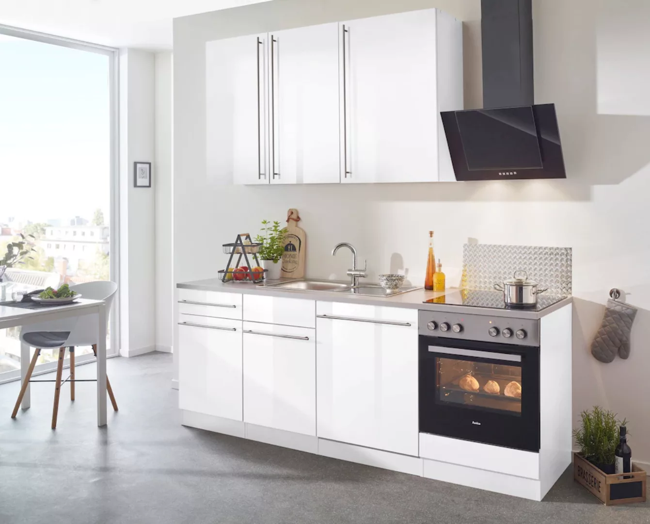 wiho Küchen Küchenzeile »Chicago«, mit E-Geräten, Breite 220 cm günstig online kaufen