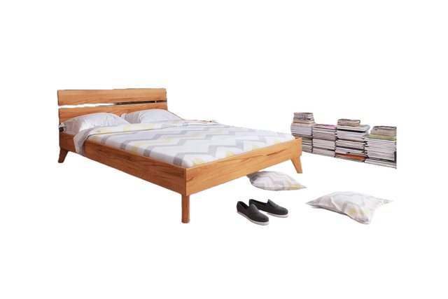 Natur24 Einzelbett Bett Gerg 2 Sonderlänge 80x220 Kernbuche Holzkopfteil un günstig online kaufen