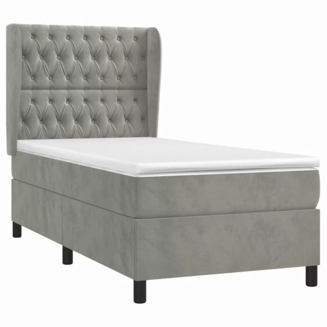 vidaXL Boxspringbett Boxspringbett mit Matratze Hellgrau 100x200 cm Samt Be günstig online kaufen