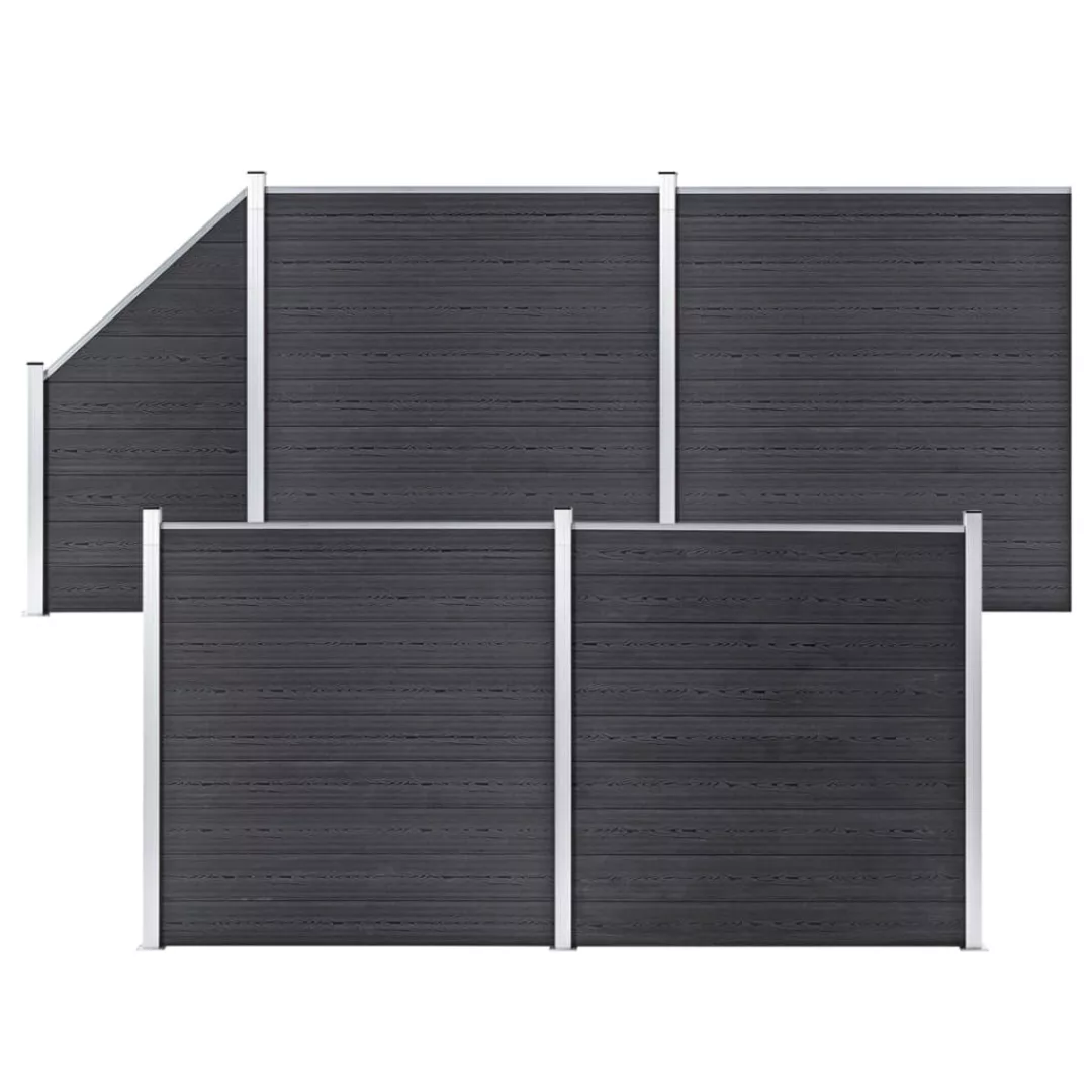 Wpc Zaun-set 4 Quadrate + 1 Schräge 792x186 Cm Grau günstig online kaufen