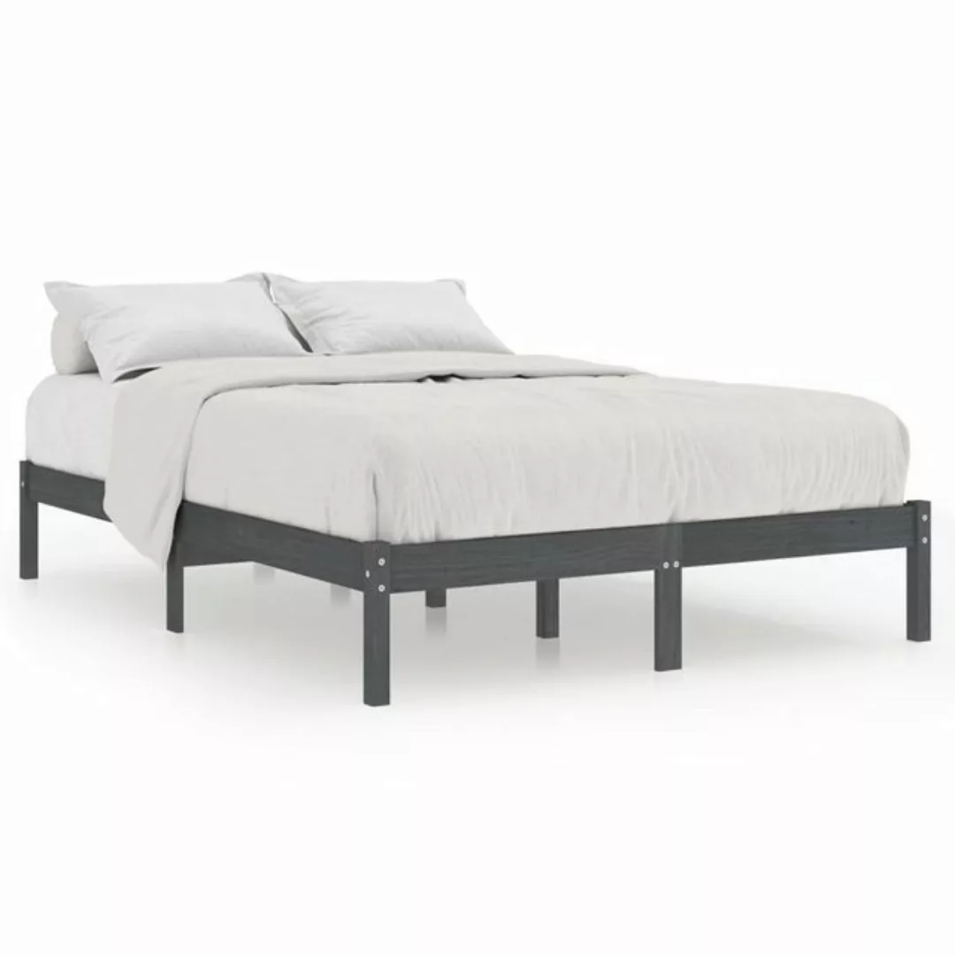 furnicato Bett Massivholzbett Grau Kiefer 160x200 cm günstig online kaufen
