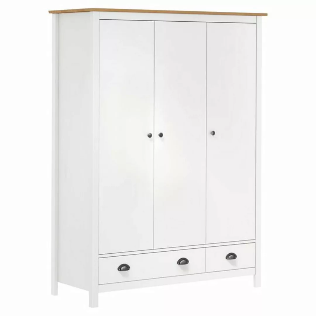 furnicato Kleiderschrank mit 3 Türen Hill Weiß 127x50x170 cm Kiefernholz günstig online kaufen