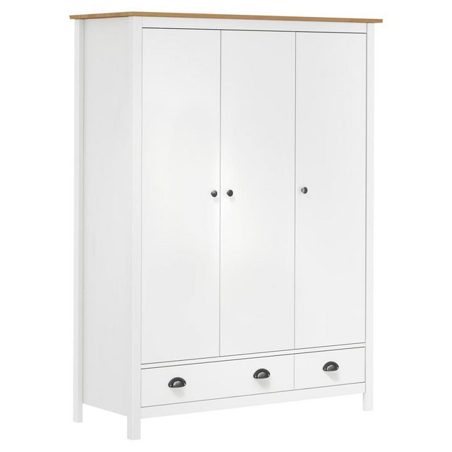 furnicato Kleiderschrank mit 3 Türen Hill Weiß 127x50x170 cm Kiefernholz günstig online kaufen