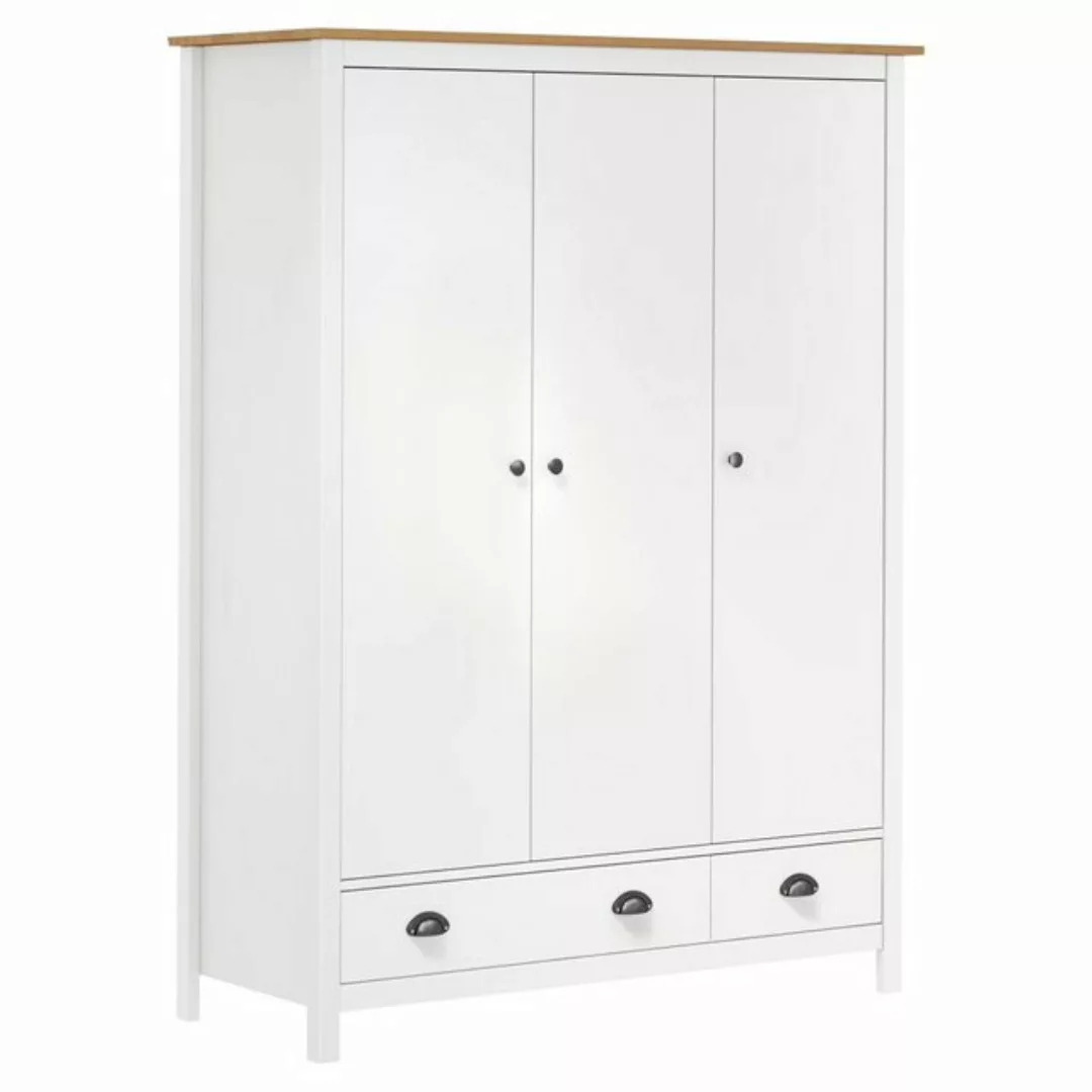 furnicato Kleiderschrank mit 3 Türen Hill Weiß 127x50x170 cm Kiefernholz (1 günstig online kaufen