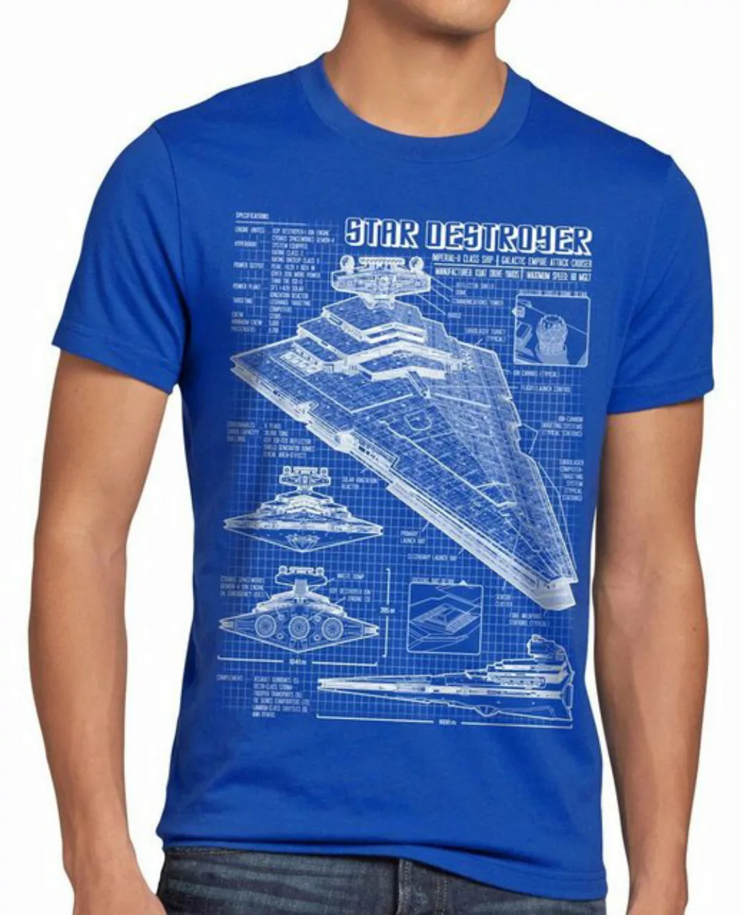 style3 Print-Shirt Herren T-Shirt Sternenzerstörer blaupause raumschiff günstig online kaufen