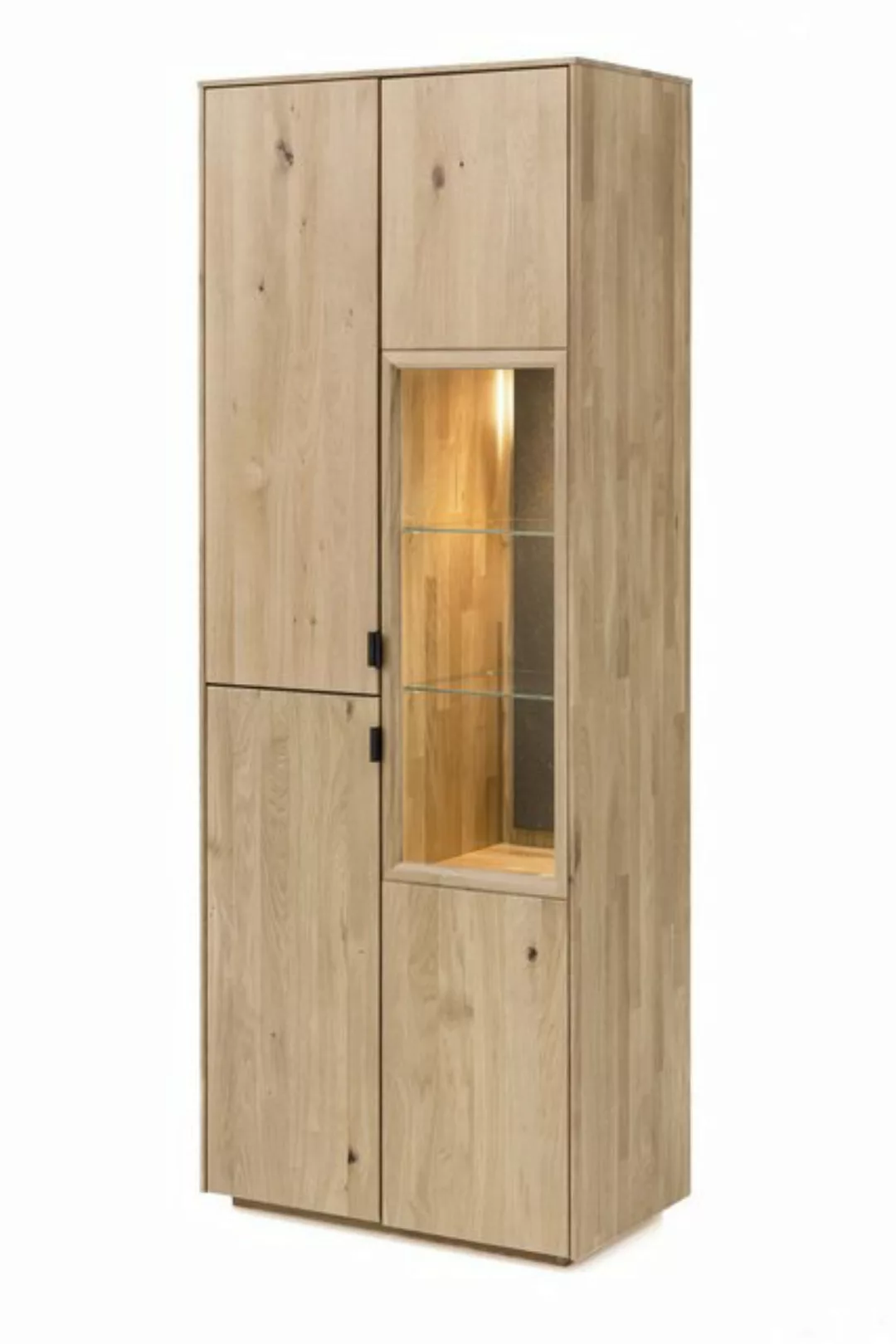 58 aufm Kessel Vitrine Massivholz Idalia 75x203x42 Vitrine Wildeiche Bianco günstig online kaufen