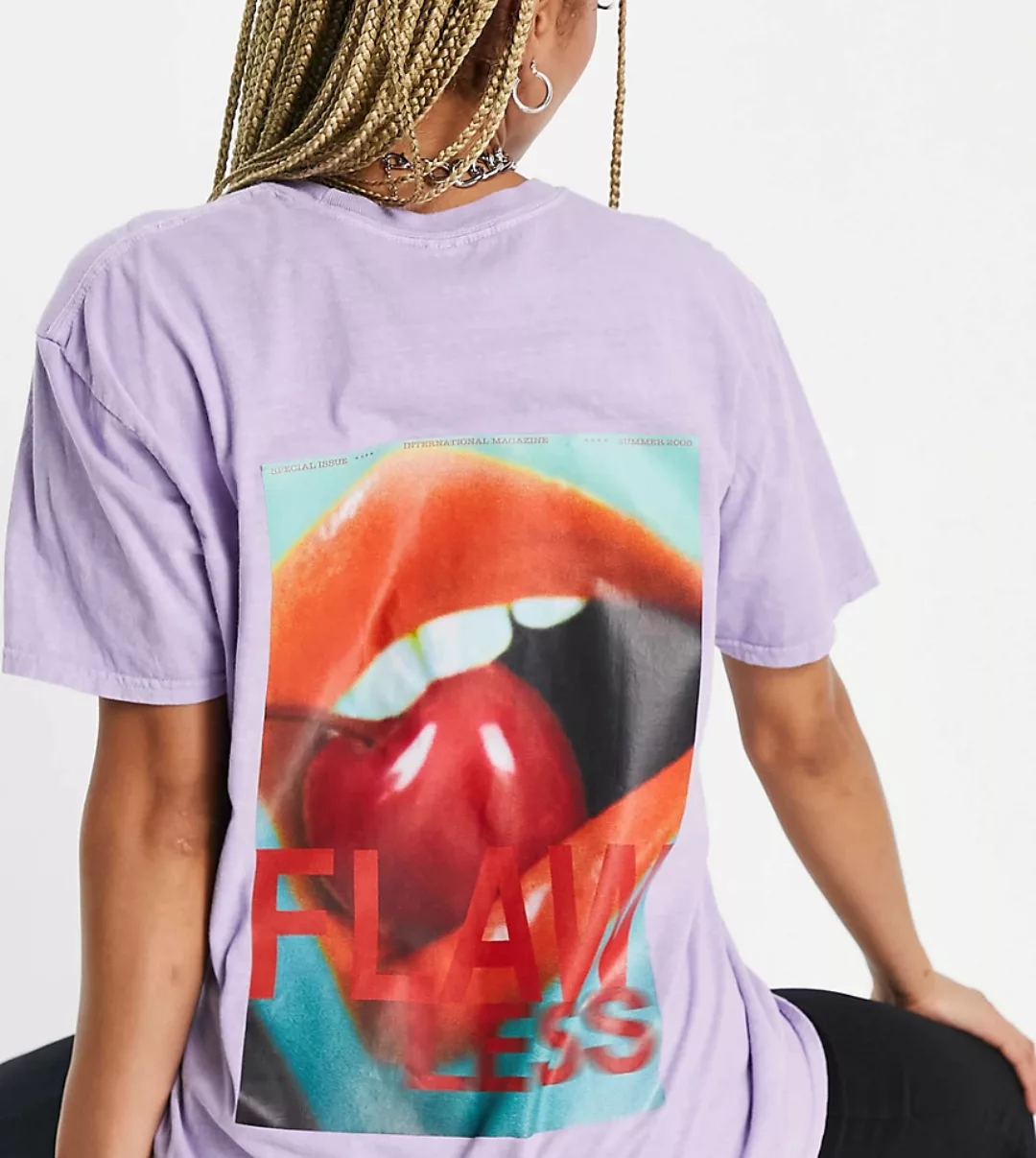 ASYOU – Oversize-T-Shirt mit „Flawless“-Grafik in der Farbe Flieder-Lila günstig online kaufen
