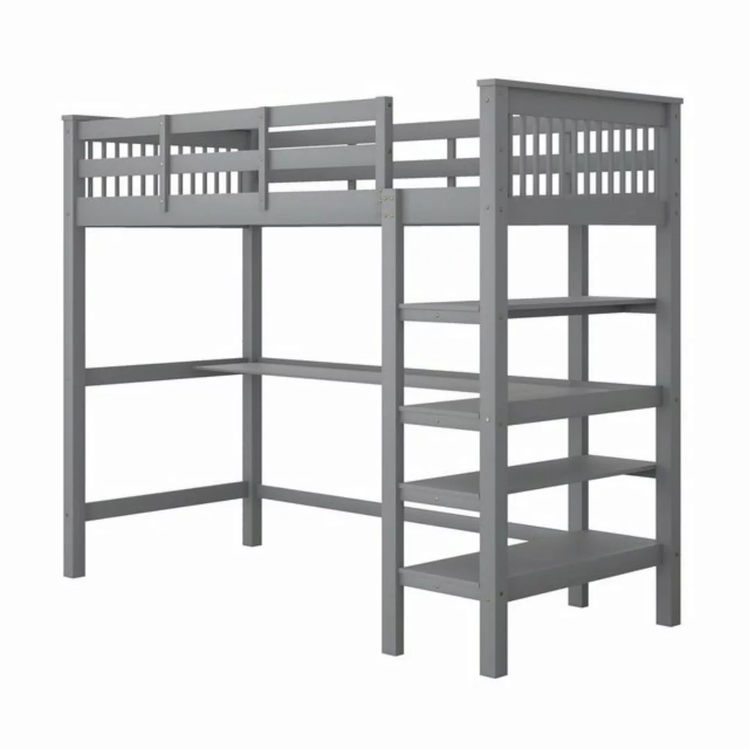 Odikalo Kinderbett 90/140x200 Hochbett mit Ablagefächer Unterbett Schreibti günstig online kaufen