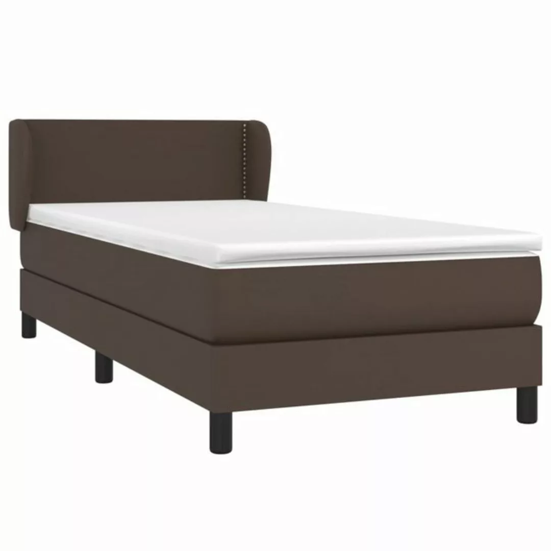 vidaXL Bett Boxspringbett mit Matratze Braun 90x200 cm Kunstleder günstig online kaufen