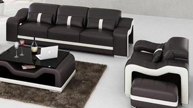 JVmoebel Sofa Designer schwarze 3+1 Sitzer Sofagarnitur Polstermöbel Couch günstig online kaufen