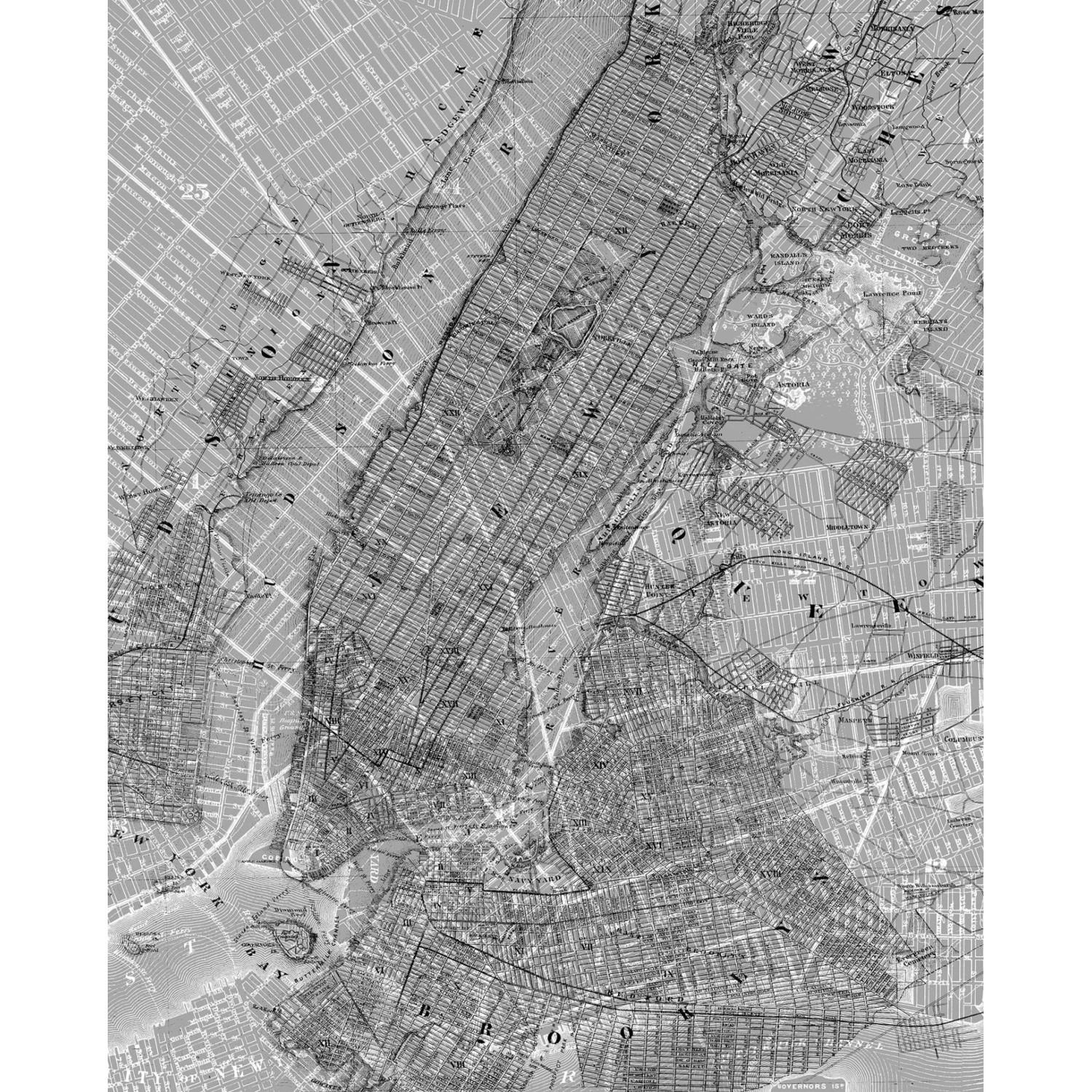 Sanders & Sanders Fototapete Karte Von New York Grau 200 x 250 cm 612360 günstig online kaufen