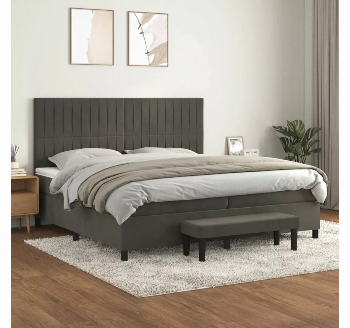 furnicato Bett Boxspringbett mit Matratze Dunkelgrau 200x200 cm Samt günstig online kaufen