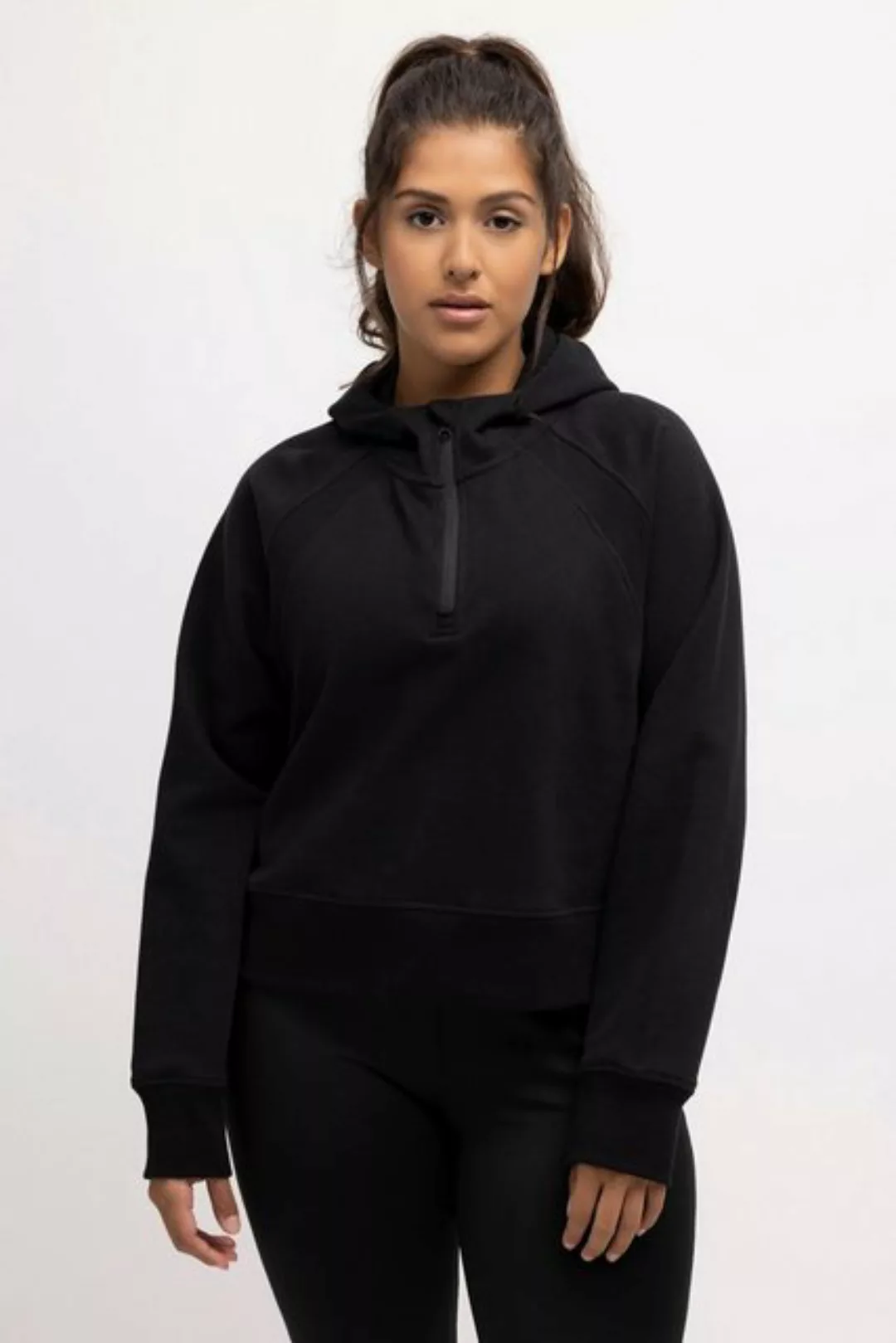 Ulla Popken Sweatjacke Hoodie kurzer Schnitt Langarm Kapuzenshirt günstig online kaufen