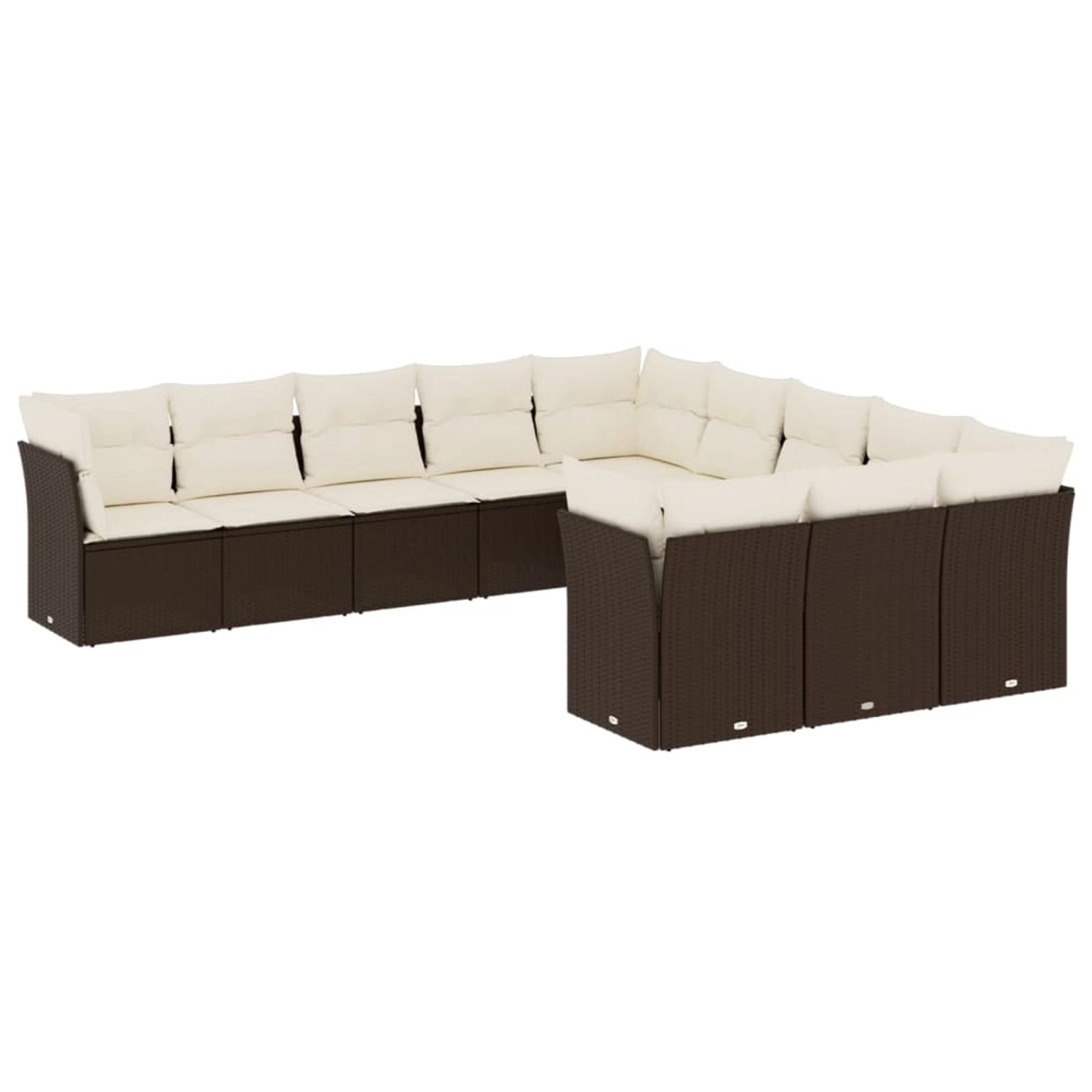 vidaXL 11-Tlg Garten-Sofagarnitur mit Kissen Braun Poly Rattan 3218413 günstig online kaufen