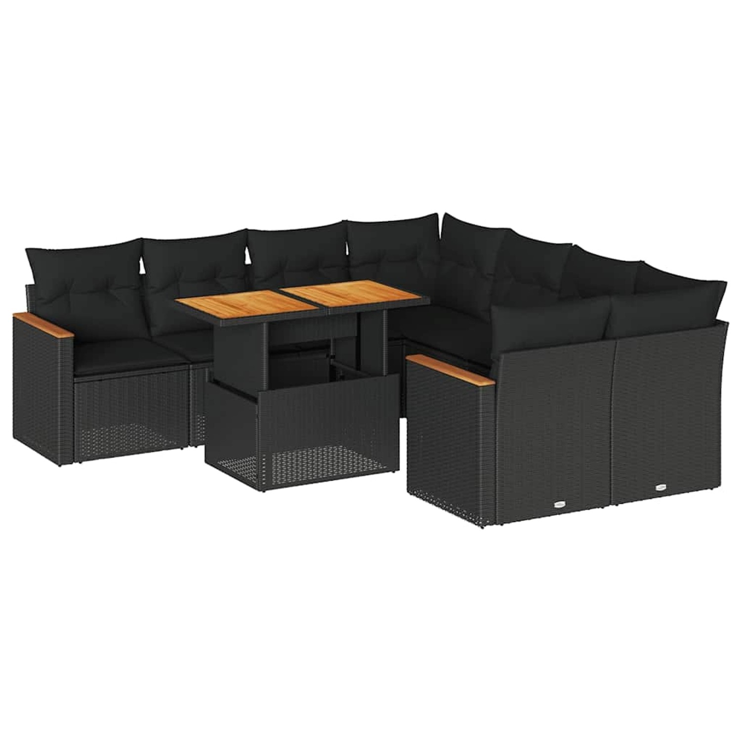 vidaXL 9-Tlg Garten-Sofagarnitur mit Kissen Schwarz Poly Rattan 3327464 günstig online kaufen