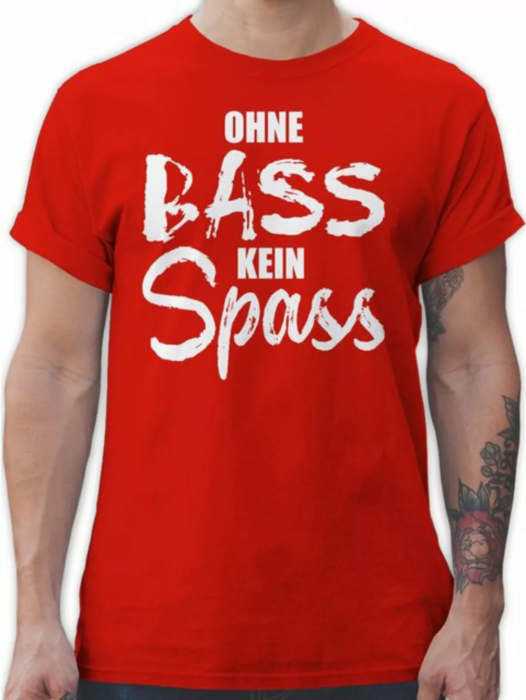 Shirtracer T-Shirt Ohne Bass kein Spass - weiß Festival günstig online kaufen