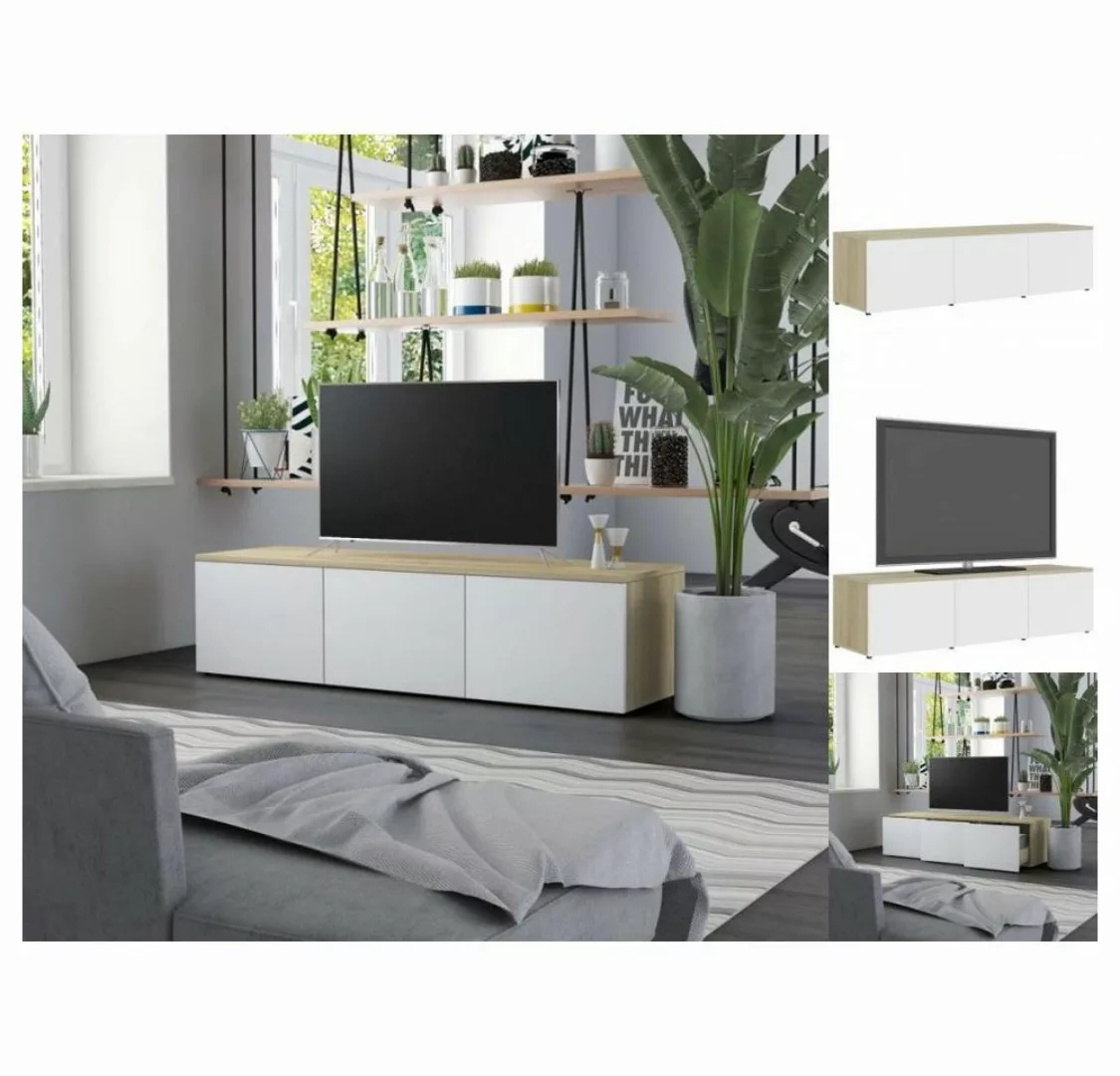 vidaXL TV-Schrank TV-Schrank Weiß und Sonoma-Eiche 120 x 34 x 30 cm Spanpla günstig online kaufen