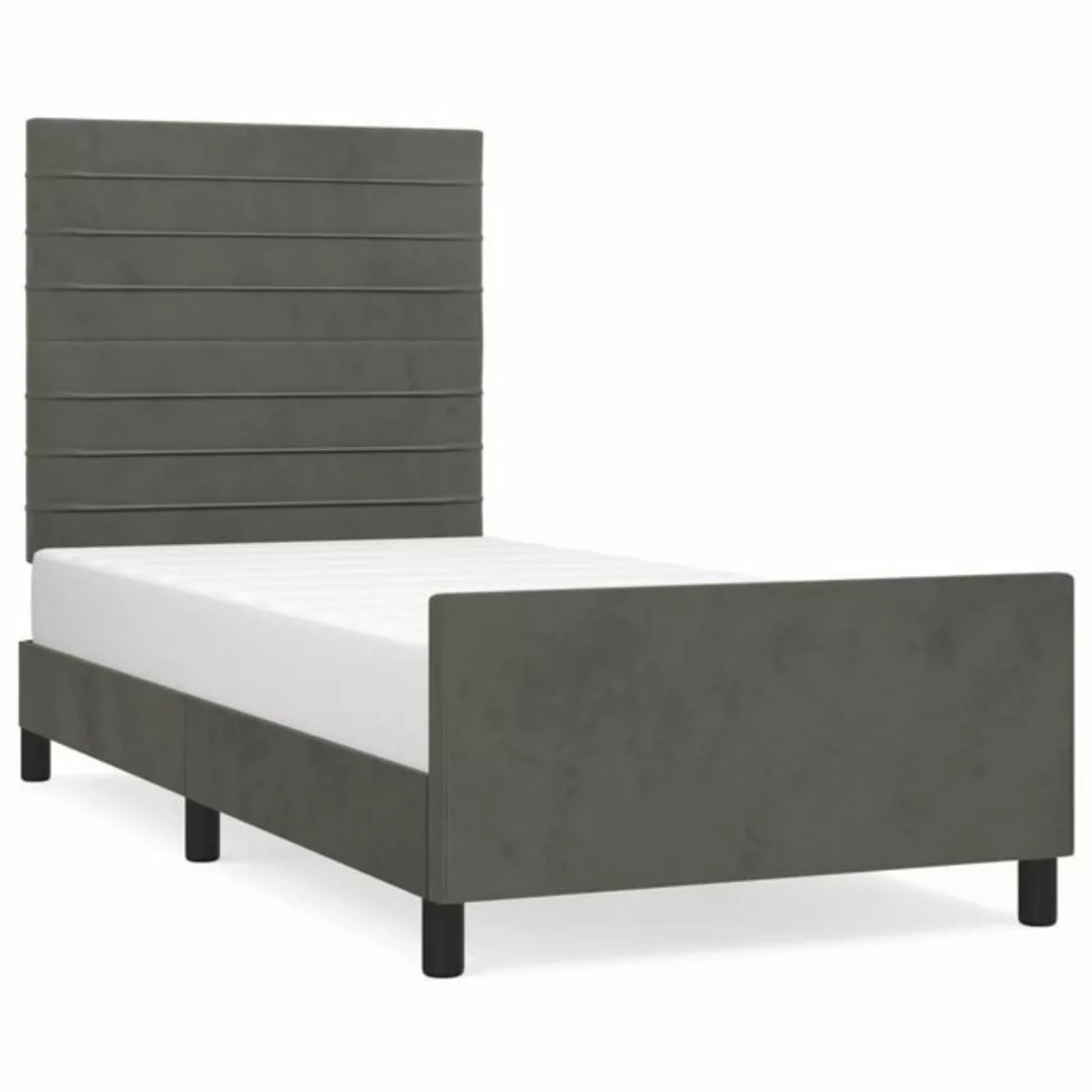 furnicato Bett Bettgestell mit Kopfteil Dunkelgrau 100x200 cm Samt günstig online kaufen