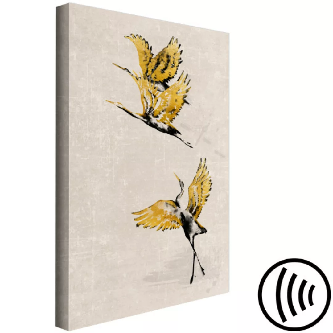 Wandbild Goldene Kraniche - Komposition im japanischen Stil in Beige XXL günstig online kaufen