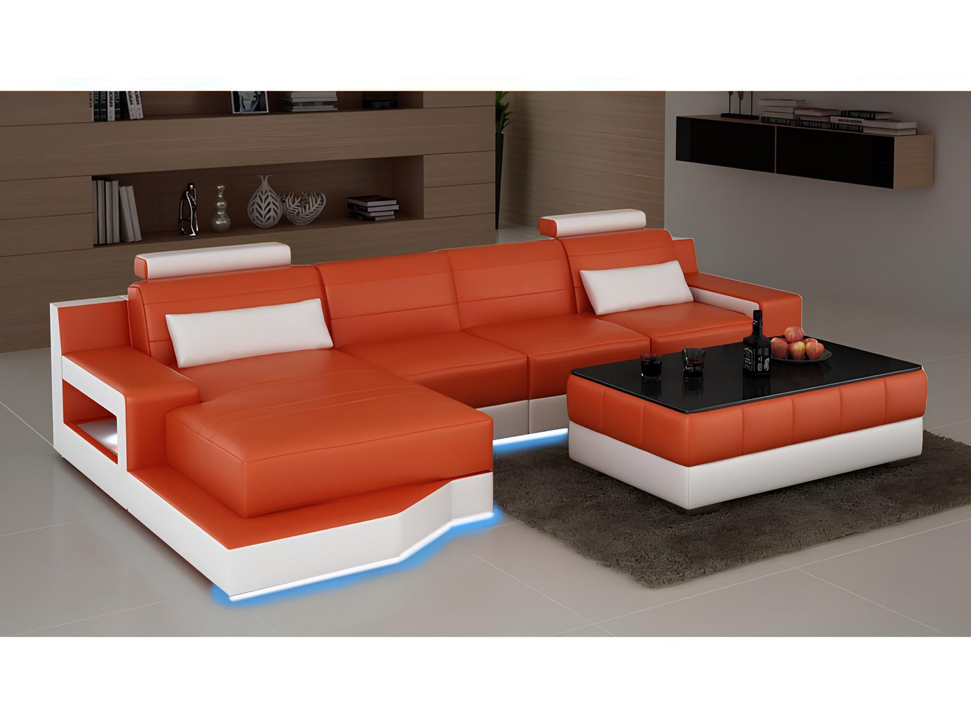 Xlmoebel Ecksofa Neues Ecksofa mit Bettfunktion und USB-Anschluss in Ledero günstig online kaufen