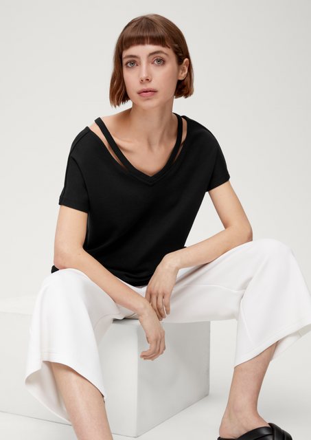 s.Oliver Kurzarmshirt Baumwollshirt mit Cut-outs im Relaxed Fit Cut Out günstig online kaufen