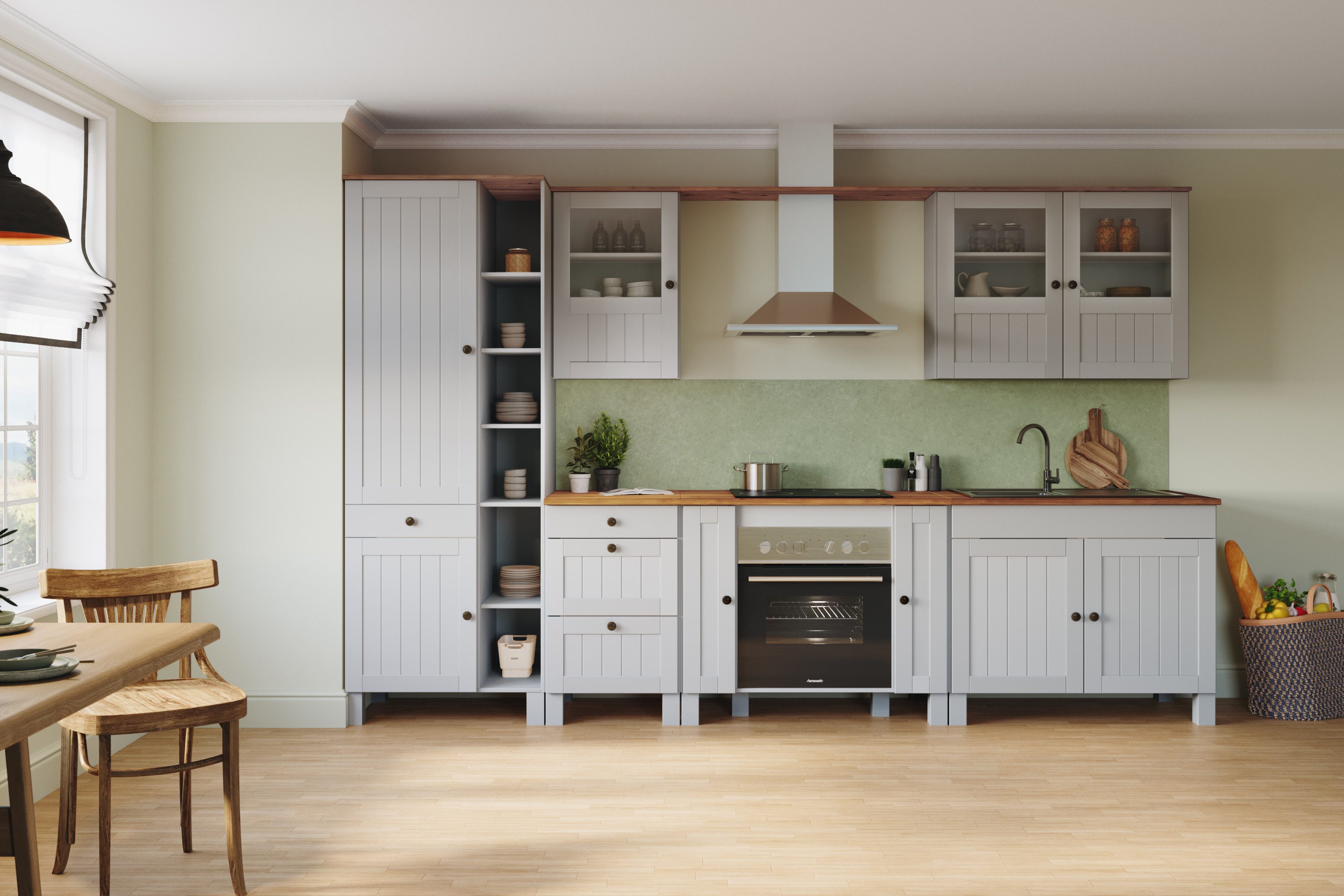 Home affaire Spülenschrank "Alby2", Mit Metallgriffen, Breite 100 cm günstig online kaufen