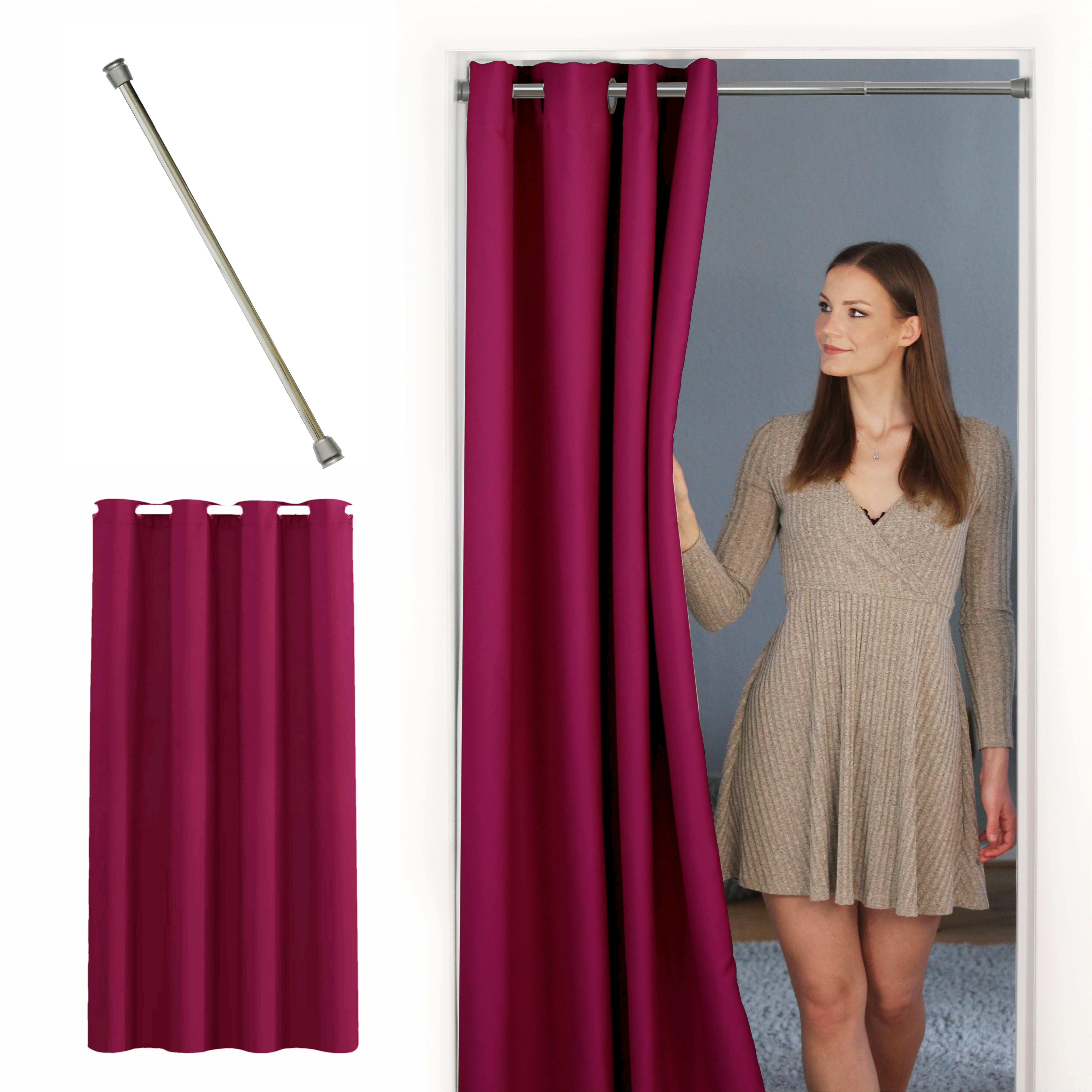 tinycurtains Türvorhang mit Stange silber 70-120 günstig online kaufen