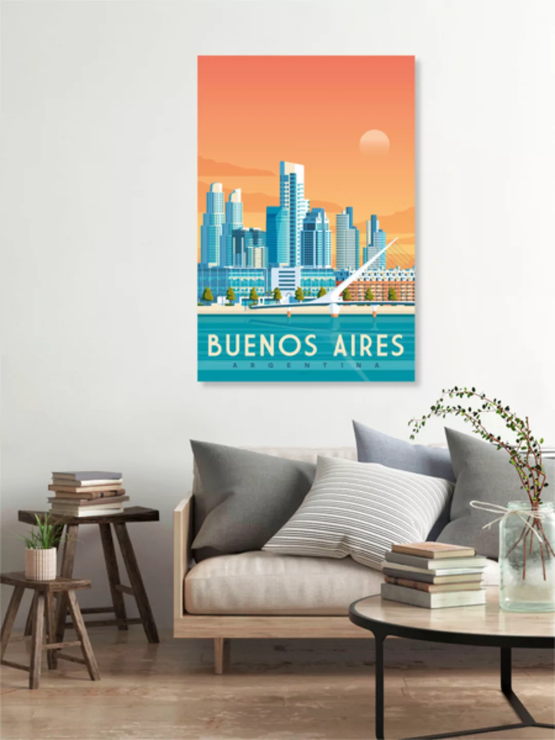 Poster / Leinwandbild - Buenos Aires Vintage Travel Wandbild günstig online kaufen
