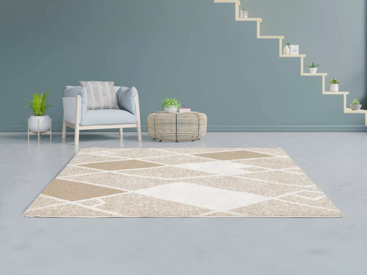 Teppich mit geometrischen Formen - 160 x 230 cm - Beige - LAZINA günstig online kaufen