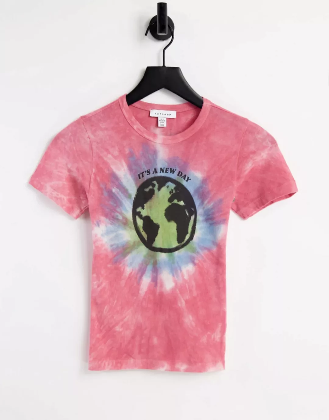 Topshop – T-Shirt in Bunt mit „Wonderful World Baby“-Textprint-Mehrfarbig günstig online kaufen