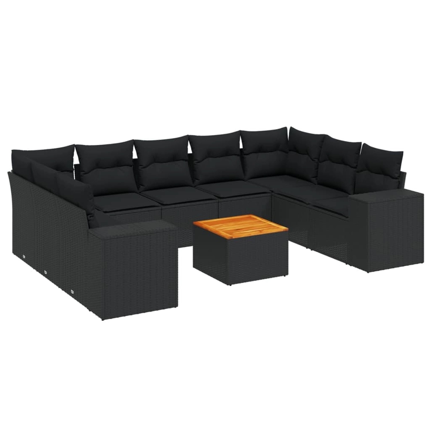 vidaXL 10-Tlg Garten-Sofagarnitur mit Kissen Schwarz Poly Rattan 3257917 günstig online kaufen
