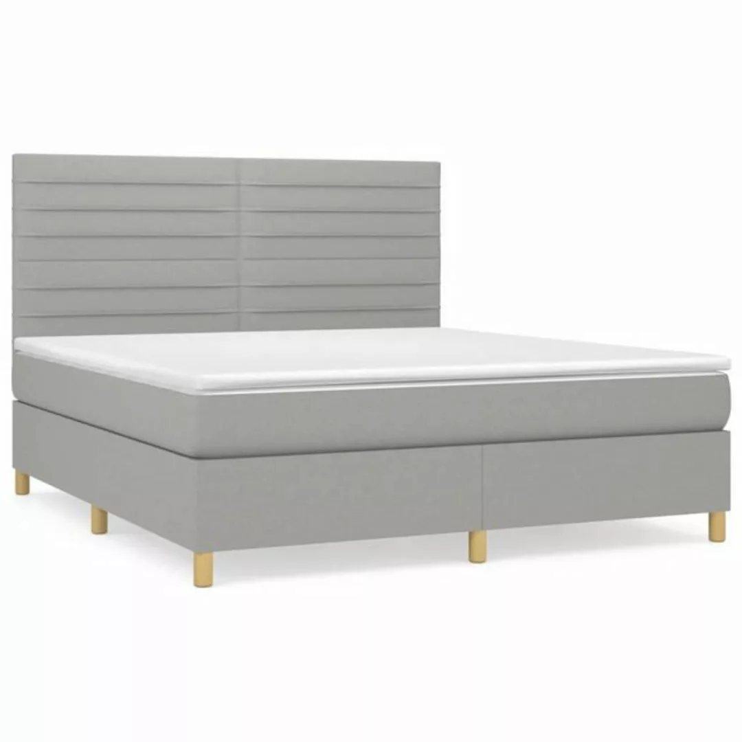 vidaXL Boxspringbett Boxspringbett mit Matratze Hellgrau 160x200 cm Stoff B günstig online kaufen