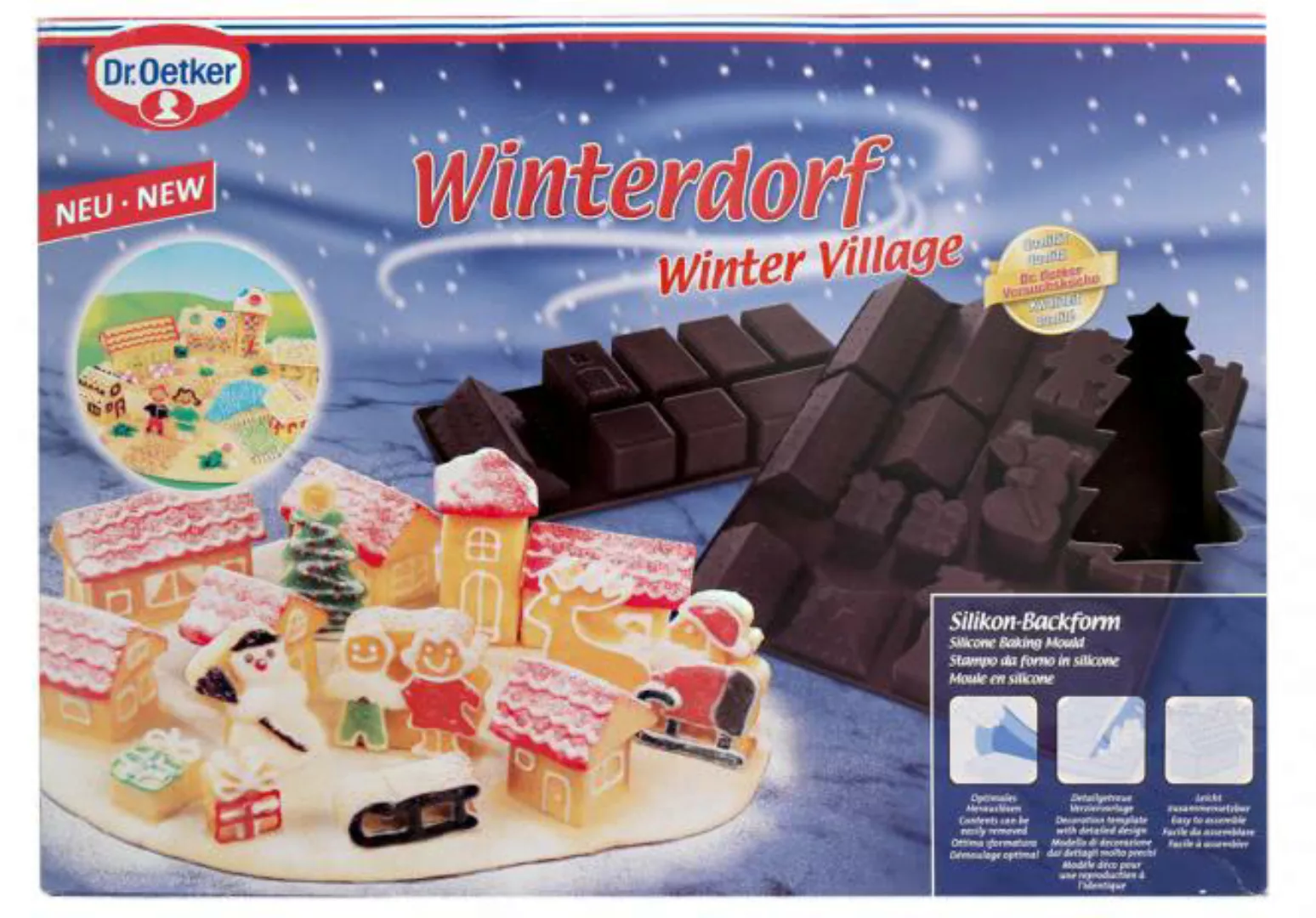 Dr. Oetker 1597 Silikon-Backform „Winterdorf“ 3D-Backen günstig online kaufen