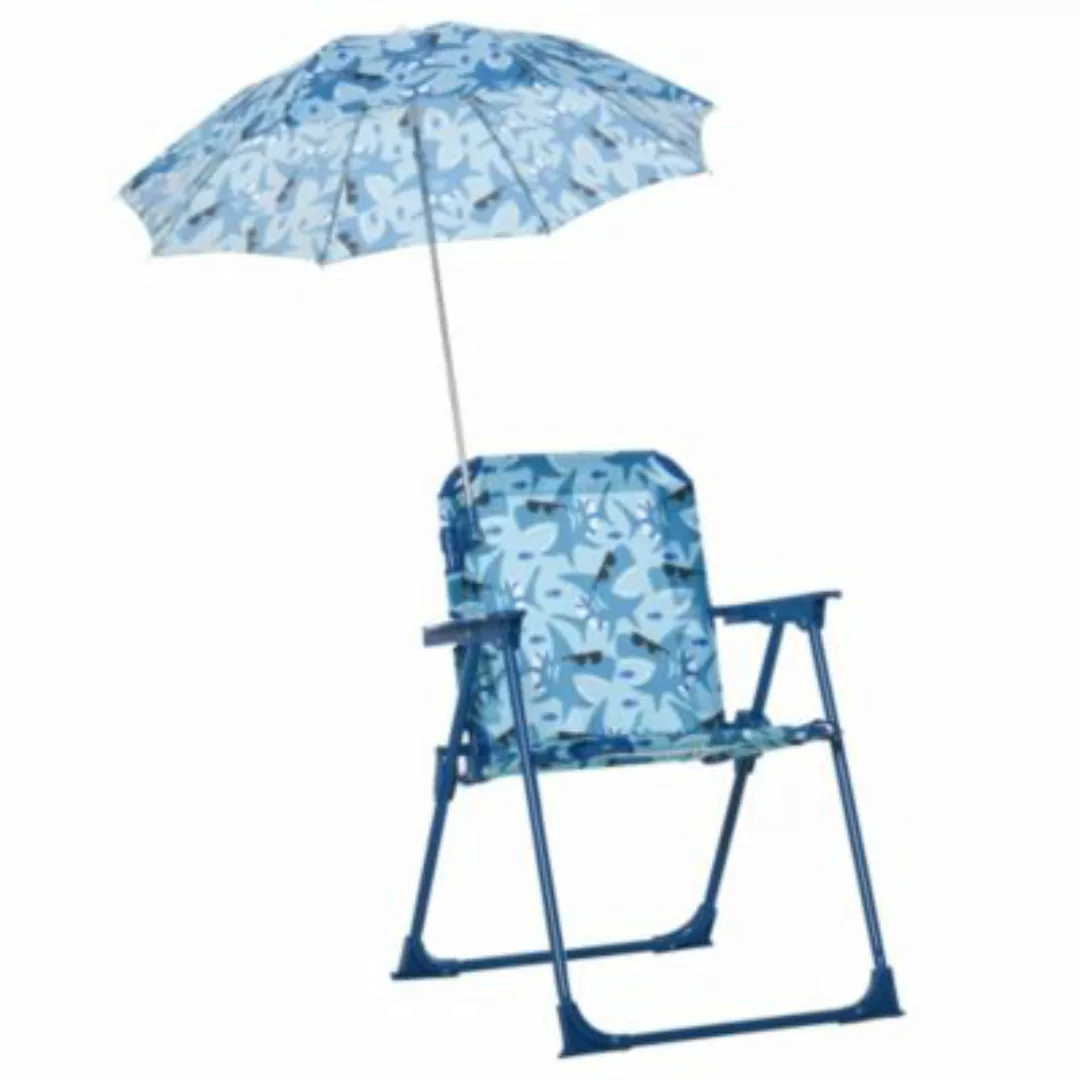 Outsunny Kinder-Campingstuhl mit Sonnenschirm blau günstig online kaufen