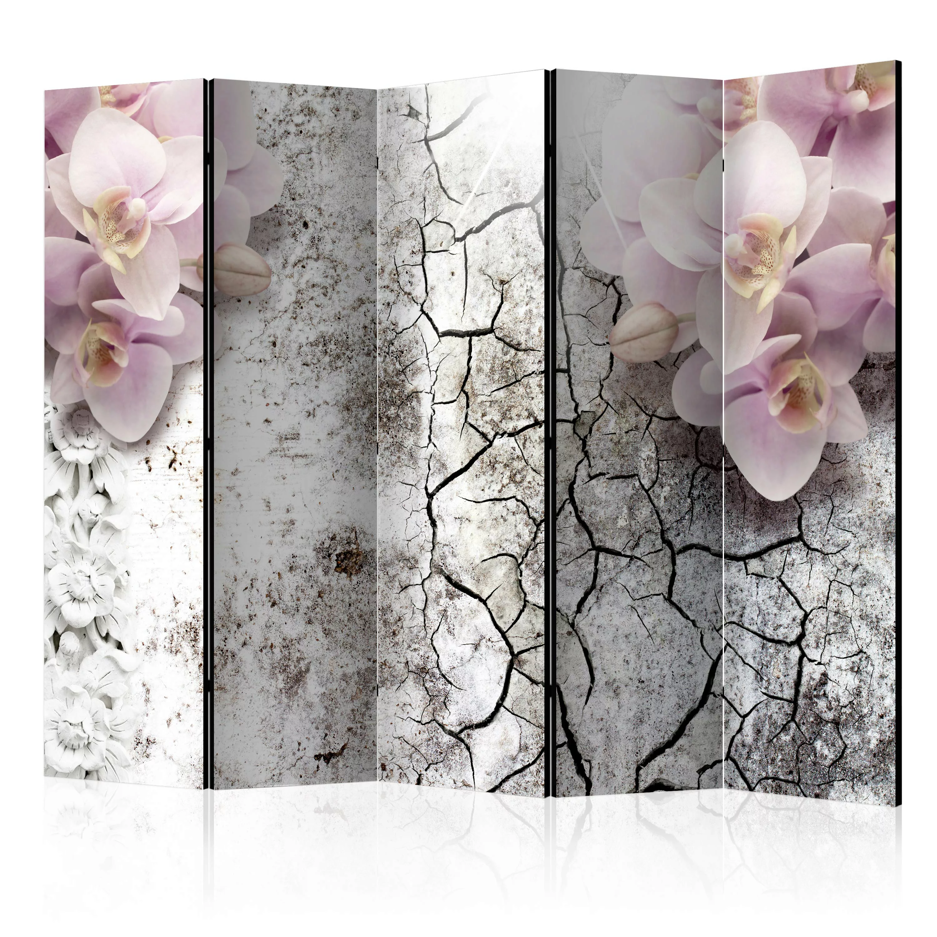 5-teiliges Paravent - Bright Red Orchids Ii [room Dividers] günstig online kaufen