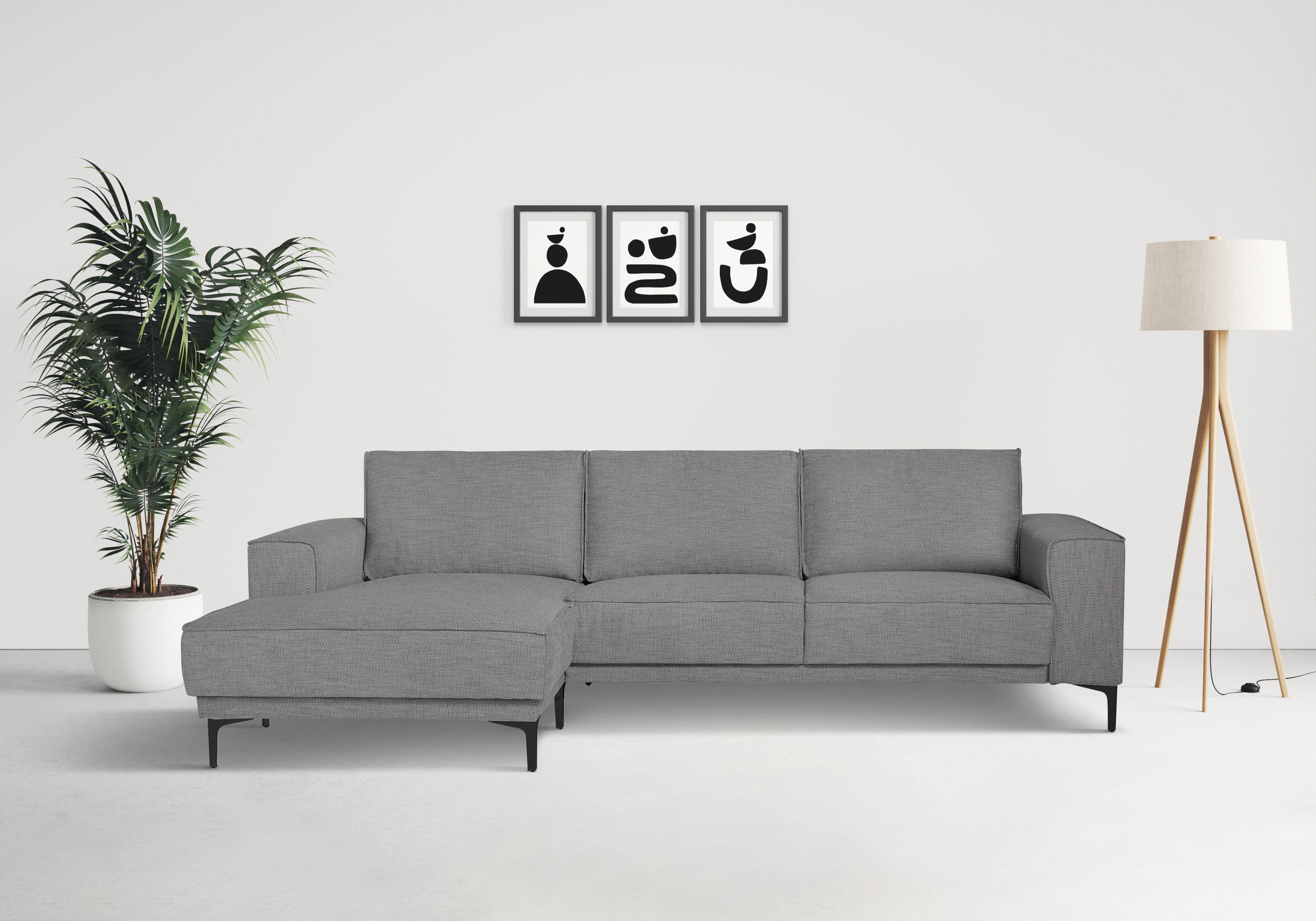 Places of Style Ecksofa "Polsterecke Oland, Struktur, Flachgewebe, Luxus-Mi günstig online kaufen