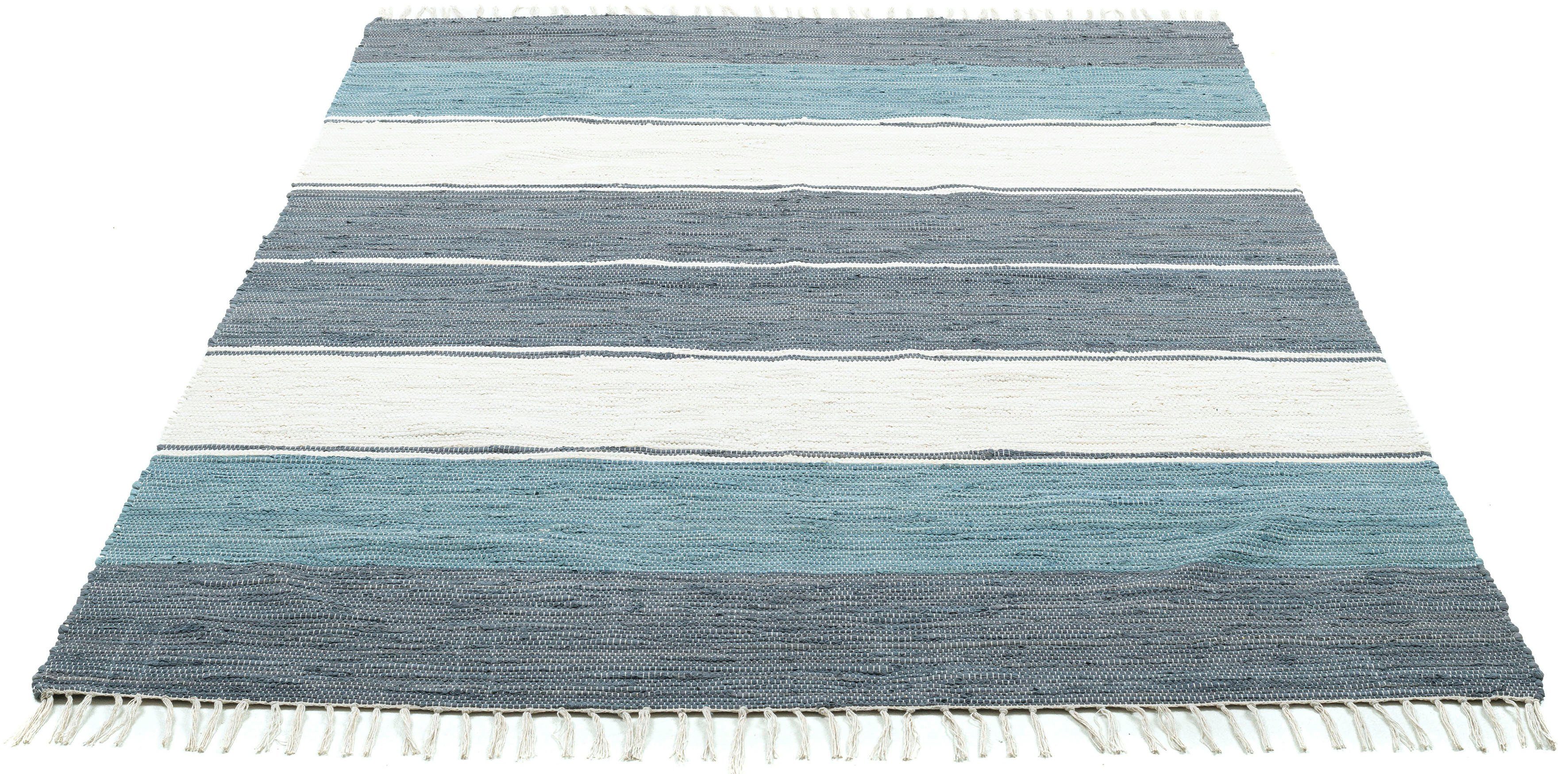 THEKO Teppich Stripe Cotton, handgewebt, rechteckig, günstig online kaufen