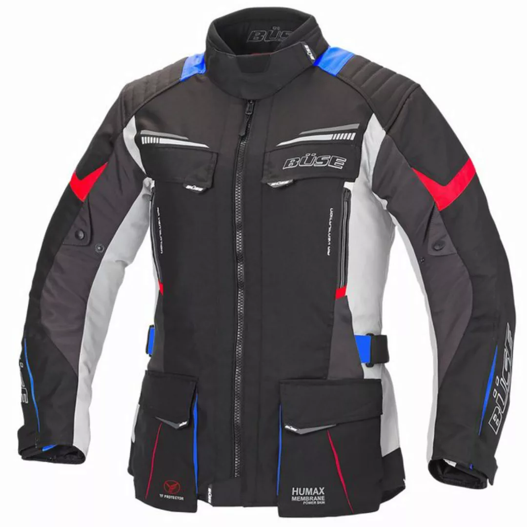 Büse Motorradjacke Büse LAGO PRO Textijacke grau / blau / rot Damen 44 günstig online kaufen