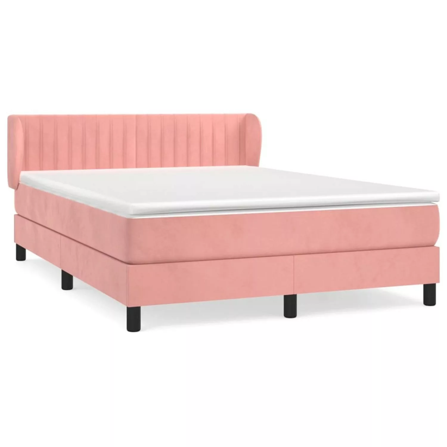 vidaXL Boxspringbett, Boxspringbett mit Matratze Rosa 140x200 cm Samt günstig online kaufen